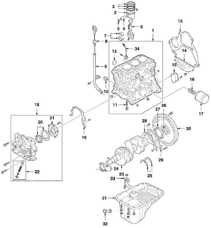 daewoo matiz, ilustracje techniczne, rysunmki techniczne, budowa silnika, blok silnika, toki, korbowody, wa korbowy, misa olejowa, panewki, pompa olejowa, koo zamachowe